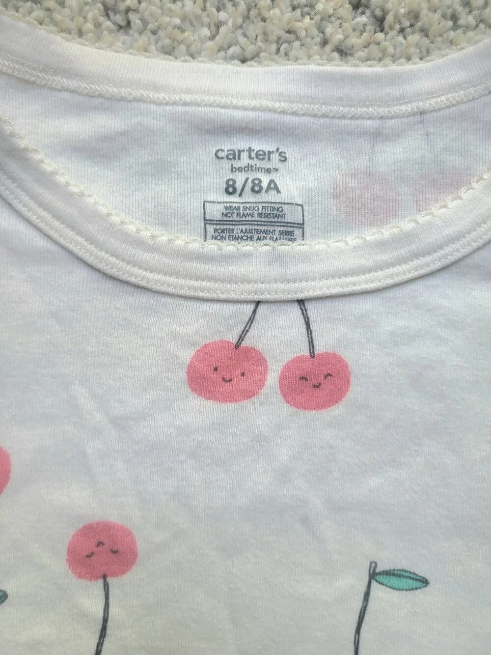 Carter's Girls Cherry Print 3-Pc Pajama Set Size 8